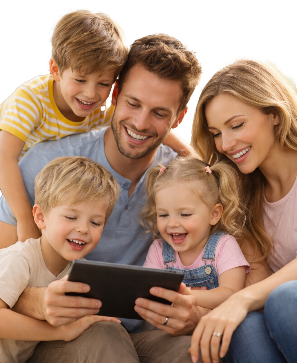 Parent and kids learning together